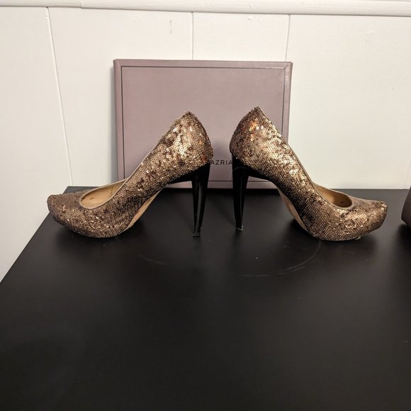 BCBG MaxAzria Satori Bronze Metallic Sequin Platform Pumps - Picture 2 of 11